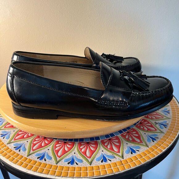 Vintage Cole Haan Red Tag Black Leather 3506 Size 9.5E Mens Dress Tassel Loafers - Picture 5 of 11